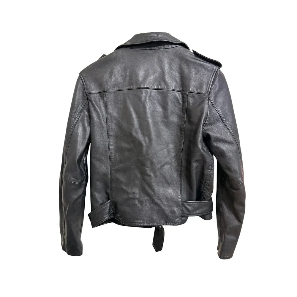 Edgy Moto AllSaints Balfern Sheep Leather‎ Biker Jacket Black size 10 $619